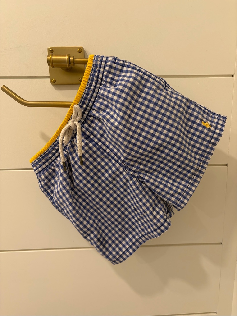 Blue & White Gingham Ralph Lauren Bathingsuit, Boys Shorts